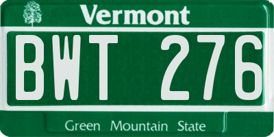 VT license plate BWT276