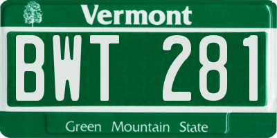 VT license plate BWT281