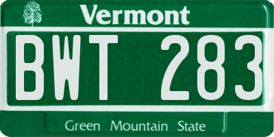 VT license plate BWT283