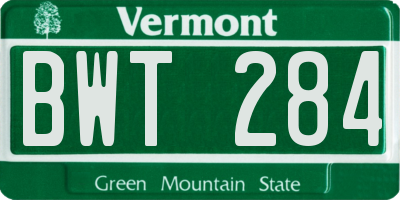 VT license plate BWT284