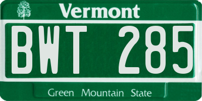 VT license plate BWT285