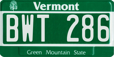 VT license plate BWT286