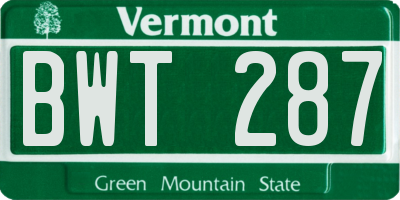 VT license plate BWT287