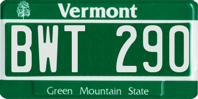 VT license plate BWT290