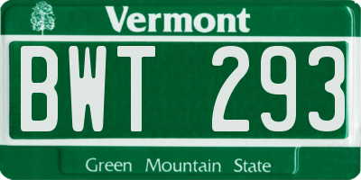 VT license plate BWT293