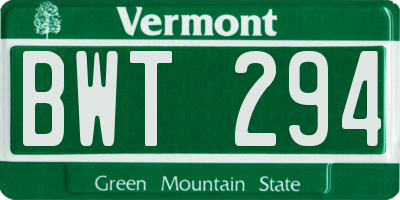 VT license plate BWT294