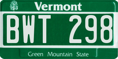 VT license plate BWT298
