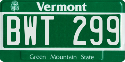 VT license plate BWT299