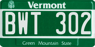 VT license plate BWT302