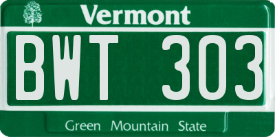 VT license plate BWT303