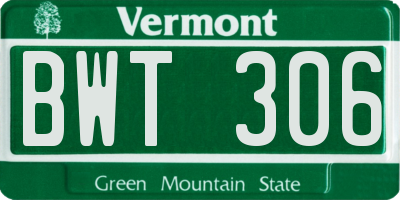 VT license plate BWT306