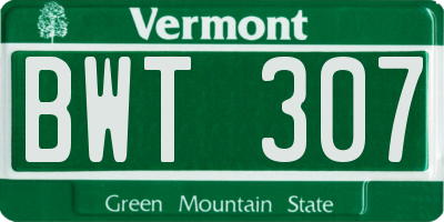 VT license plate BWT307