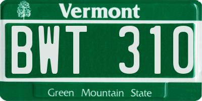 VT license plate BWT310