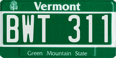 VT license plate BWT311