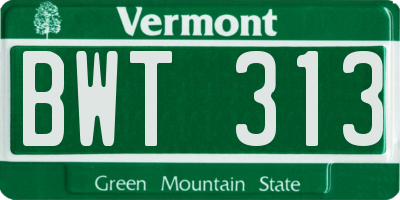 VT license plate BWT313