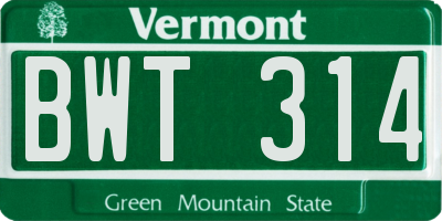 VT license plate BWT314
