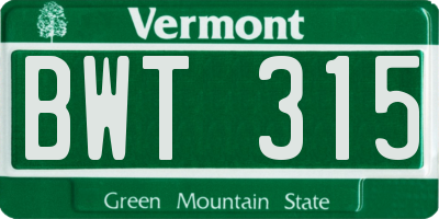 VT license plate BWT315