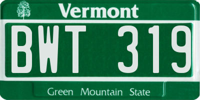 VT license plate BWT319