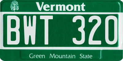 VT license plate BWT320