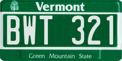 VT license plate BWT321