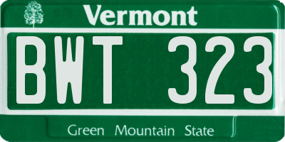 VT license plate BWT323