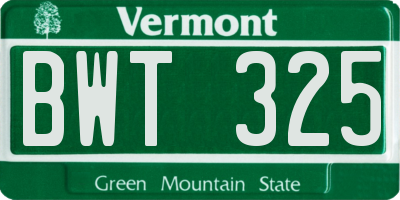 VT license plate BWT325