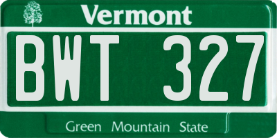 VT license plate BWT327