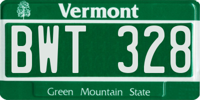 VT license plate BWT328