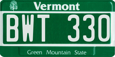 VT license plate BWT330