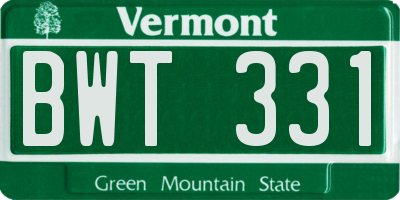 VT license plate BWT331