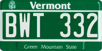 VT license plate BWT332