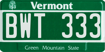 VT license plate BWT333