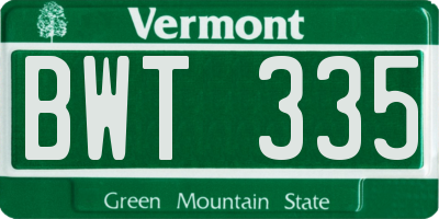 VT license plate BWT335
