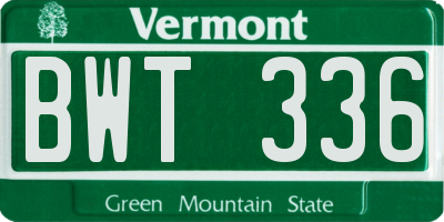 VT license plate BWT336