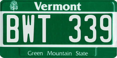 VT license plate BWT339