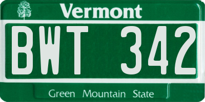 VT license plate BWT342
