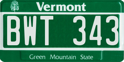 VT license plate BWT343