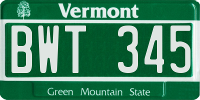 VT license plate BWT345