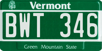 VT license plate BWT346