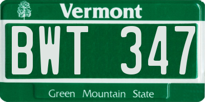 VT license plate BWT347
