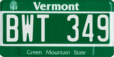VT license plate BWT349