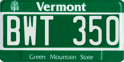 VT license plate BWT350
