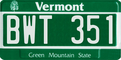VT license plate BWT351
