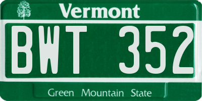 VT license plate BWT352