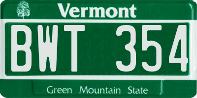 VT license plate BWT354