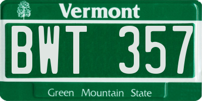 VT license plate BWT357