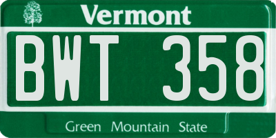 VT license plate BWT358