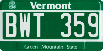 VT license plate BWT359