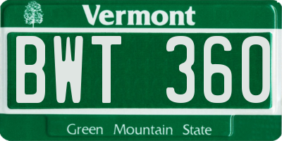 VT license plate BWT360