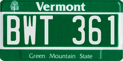 VT license plate BWT361